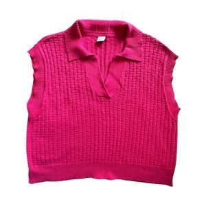 Anna & Ava V-Neck Textured hot Pink Sweater vest Sz L/XL
